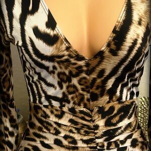 Sexy animal print dress with slit